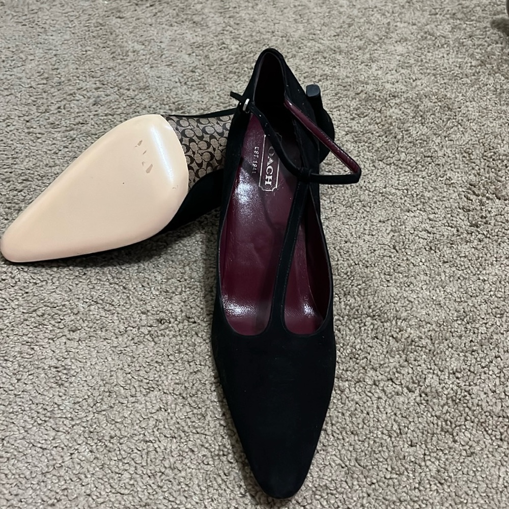 Coach black suede pumps